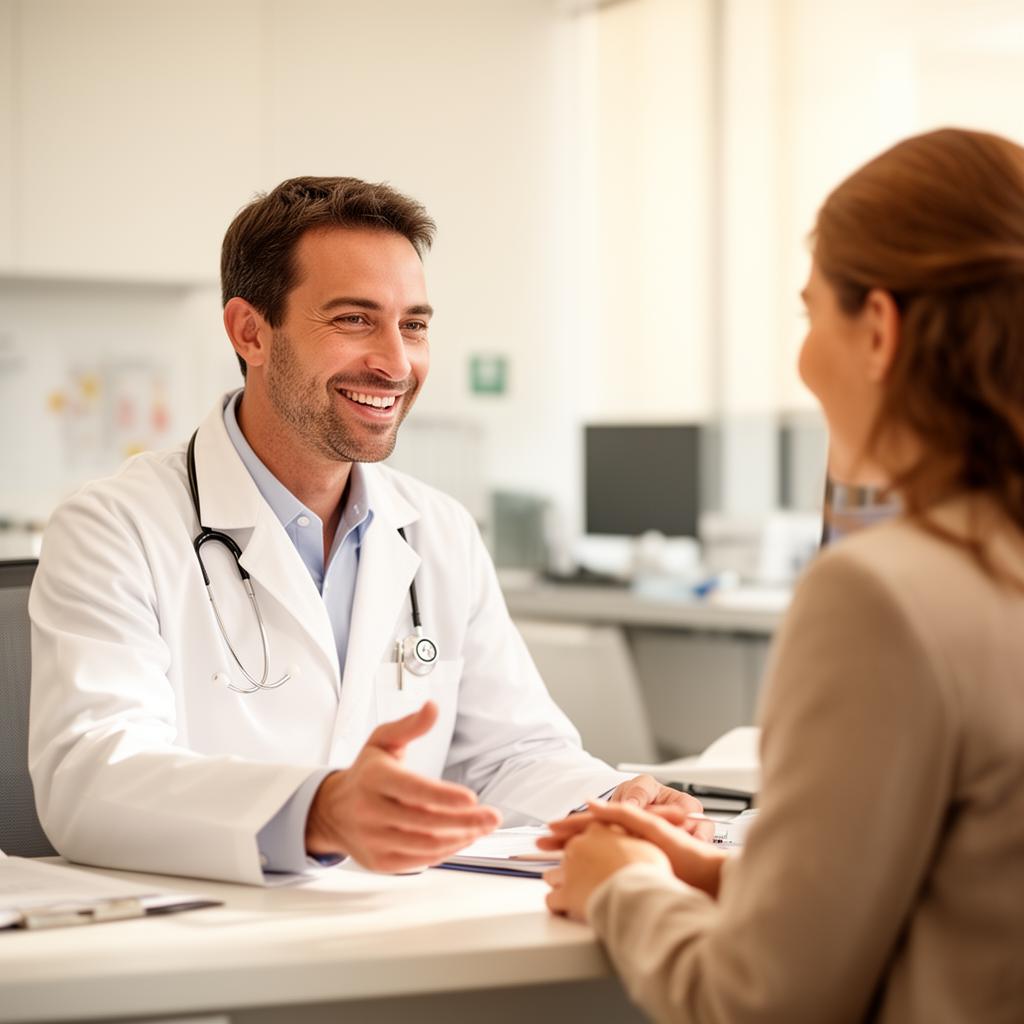 Freundliche Ärztin im Gespräch mit einer Patientin